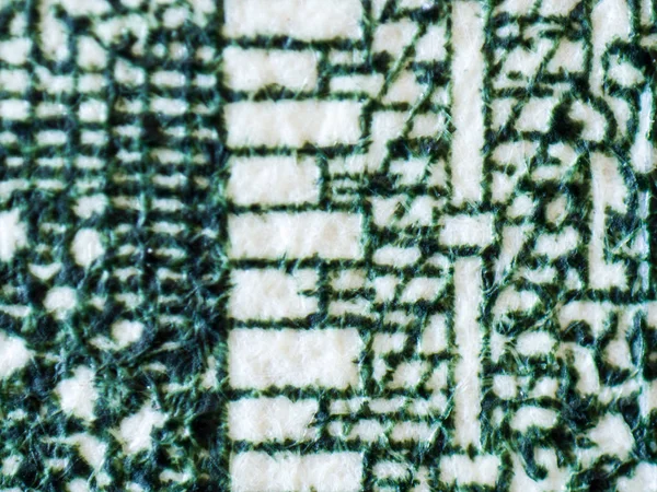 Amerikalı bir aşırı renkli closeup makro ayrıntı mikroskobik görüntü katmanlarını uygulanan malzemeleri, konu, lifler ve kusurları gösterilen para birimi yazdırılan.