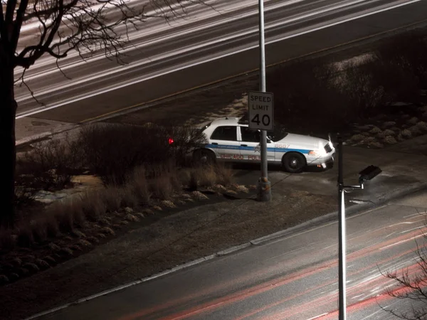 Chicago Ianuarie 2018 Mașină Poliție Din Chicago Urmărește Vehiculele Care — Fotografie, imagine de stoc