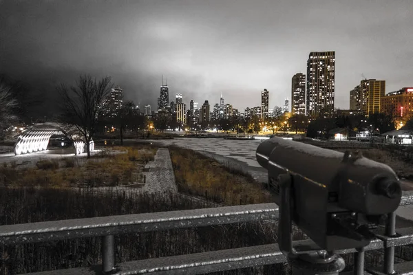 Chicago Januar 2018 Nahaufnahme Des Münzfernrohrs Auf Der Brücke Südlichen — Stockfoto