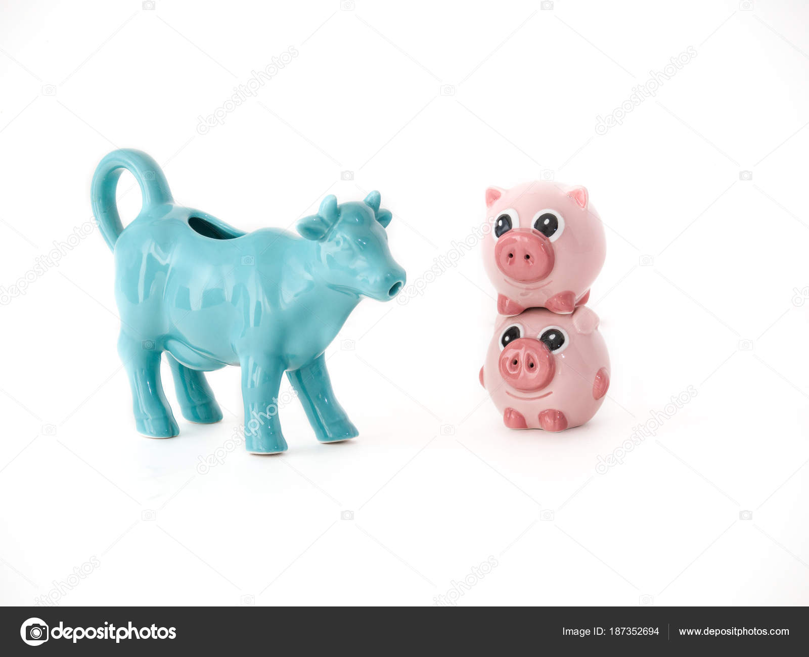 Close Photograph Two Pink Pig Ceramic Salt Pepper Shakers - 