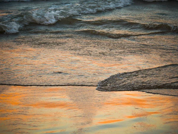 Gorgeous Colorful Reflection Wet Sand Beautiful Sunset Blue Orange Pink — Stock Photo, Image