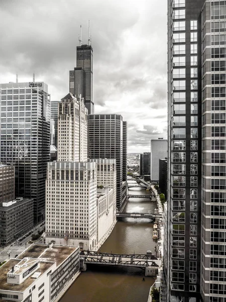 Вид Центр Чикаго Высоты Глядя Башню Виллис Ранее Сирс Тауэр — стоковое фото