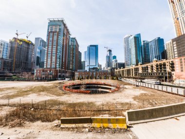 Chicago, Il - 21 Mart 2018: Geliştirici önerilen Chicago Spire arkasında bir federal dava Şubat ayında İrlanda hükümeti karşı 2014 yılında şimdi boş site kontrolünü kaybettikten sonra açtı.