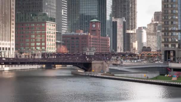 Chicago Novembre 2019 Train Cta Passe Sur Pont Rue Wells — Video