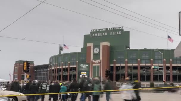 Green Bay Wisconsin Novembro 2019 Fãs Dirigem Estádio Lambeau Field — Vídeo de Stock