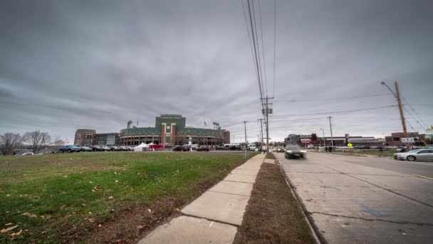 Green Bay Wisconsin Листопада 2019 Транспортні Засоби Починають Заповнювати Задню — стокове відео