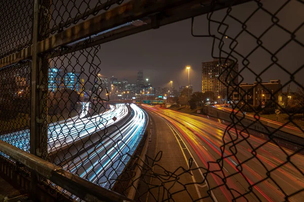 Chicago Листопада 2019 Транспорт Будується Автомагістралі Кеннеді Поблизу Центру Міста — стокове фото