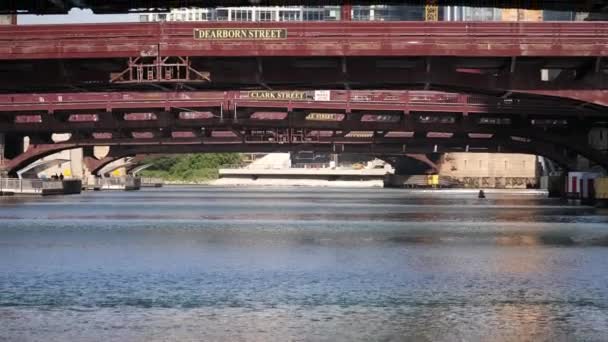 Chicago Luglio 2019 Kayaker Pedala Lungo Tranquillo Fiume Chicago Mentre — Video Stock