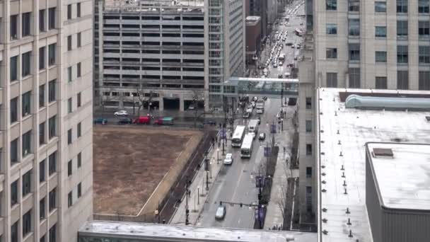 Chicago Mars 2020 Circulation Les Piétons Traversent Centre Ville Long — Video