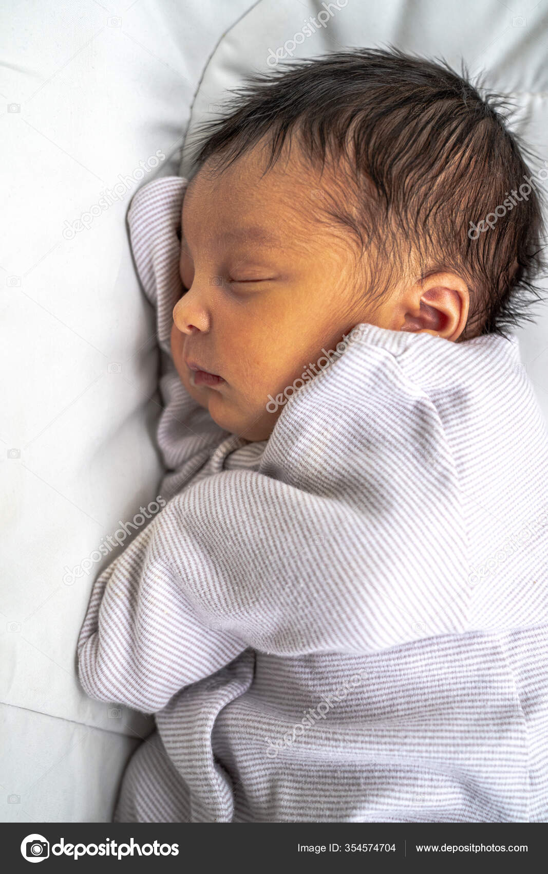 Cute Adorable Newborn Mixed Race Infant Baby Girl Dark Brown Stock Photo by  ©Jkirsch13 354574704