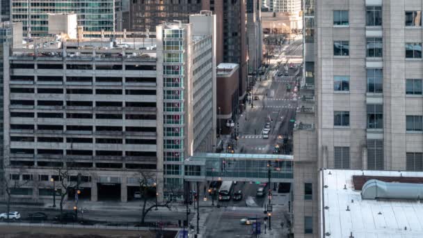Chicago Marzo 2020 Tráfico Peatones Mueven Por Centro Ciudad Largo — Vídeos de Stock