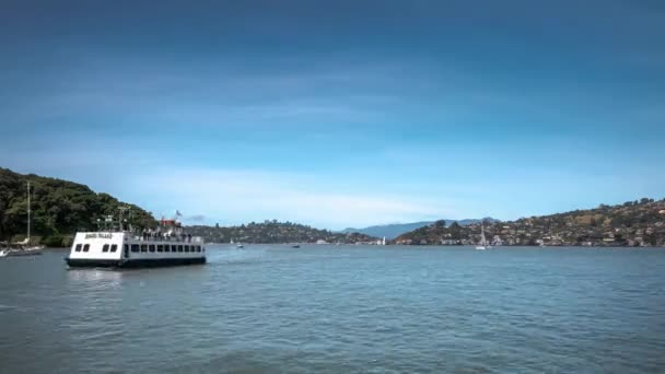Segelbåtar Passerar Det Blå Vattnet San Francisco Bay Nära Point — Stockvideo