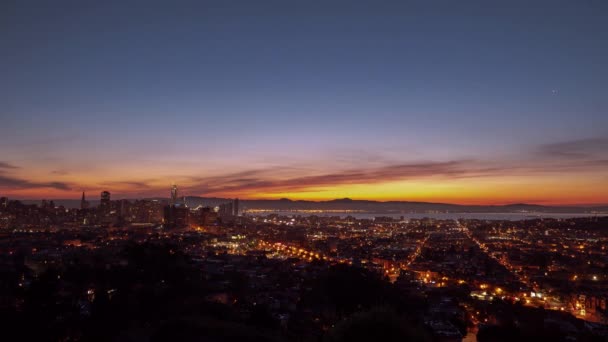 Mooie Stad Van San Francisco Californië Lucht Roze Oranje Geel — Stockvideo