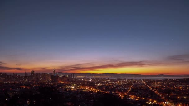 Mooie Stad Van San Francisco Californië Lucht Roze Oranje Geel — Stockvideo