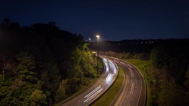 Panning Long Exposure Time Lapse Light Trails Headlights Tail Lights — Stock Video