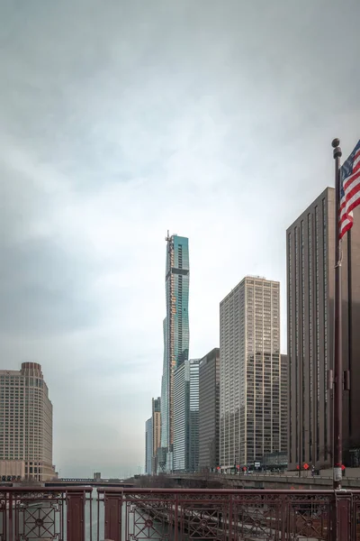 Chicago Března 2020 Stavba Pokračuje Mrakodrapu Vista Tower Podél Řeky — Stock fotografie