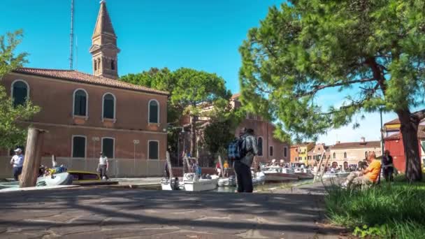 Venedik Talya Eylül 2017 Yerel Halk Turistler Venedik Renkli Binalarla — Stok video
