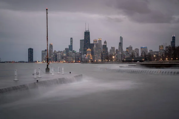 Fantastisk Utsikt Över Chicago Från Fullerton Avenue Blåsig Dag Med — Stockfoto