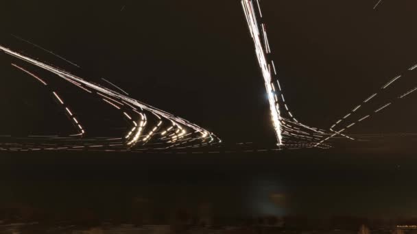 Утилізуючий Темпелапс Літаків Нічному Небі Відстежує Їхні Світлові Траси Шляхи — стокове відео