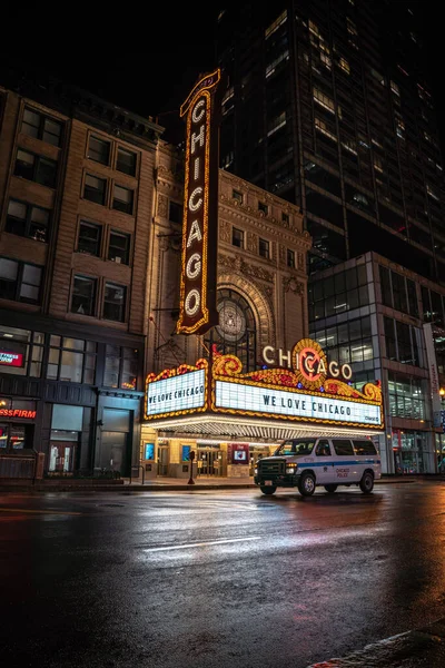 Chicago April 22Nd 2020 Police Van Sits Empty State Street — Stock Photo, Image