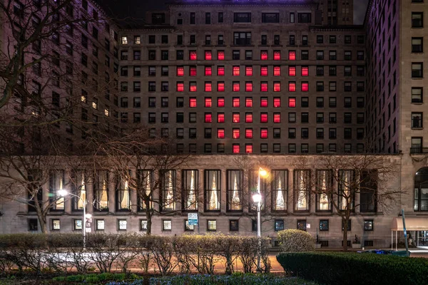 Chicago Abril 2020 Centro Cidade Drake Hotel Exibe Coração Vermelho — Fotografia de Stock