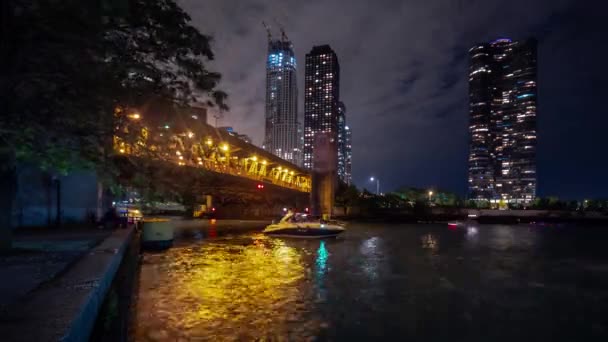 Chicago Juni 2018 Swarms Fritidsfartyg Kajaker Motorbåtar Och Turbåtar Kryssning — Stockvideo