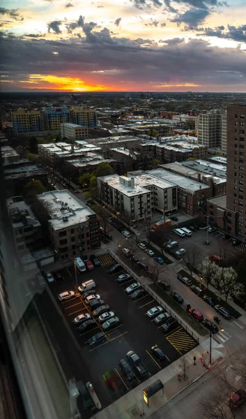 Chicago Maio 2020 Lindo Pôr Sol Laranja Azul Roxo Amarelo — Fotografia de Stock