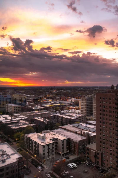 Chicago Maio 2020 Lindo Pôr Sol Laranja Azul Roxo Amarelo — Fotografia de Stock