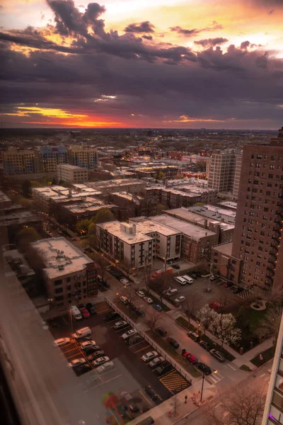 Chicago Maio 2020 Lindo Pôr Sol Laranja Azul Roxo Amarelo — Fotografia de Stock