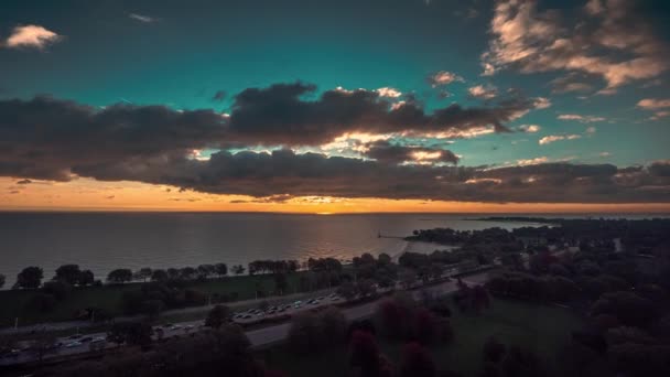 Chicago Října 2018 Lake Shore Drive Hromadí Provoz Jak Nad — Stock video