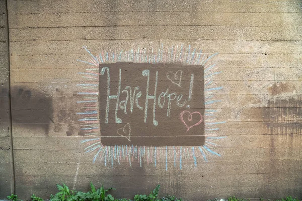 Chicago May 3Rd 2020 Colorful Chalk Message Saying Have Hope — Stock Photo, Image