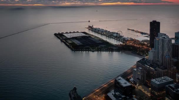 Chicago Novembre 2018 Des Nuages Flottent Horizon Dessus Lac Michigan — Video