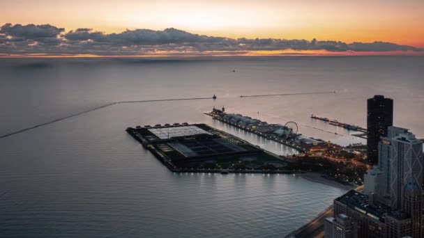 Chicago Novembre 2018 Des Nuages Flottent Horizon Dessus Lac Michigan — Video