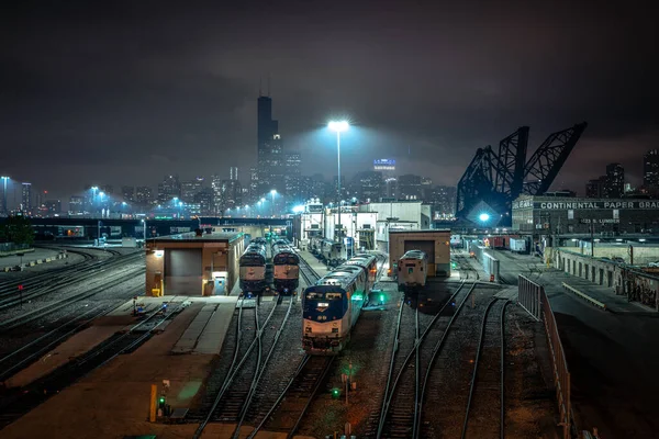 Chicago Május 2020 Fények Kezdenek Felkapcsolni Willis Tower Korábban Sears — Stock Fotó