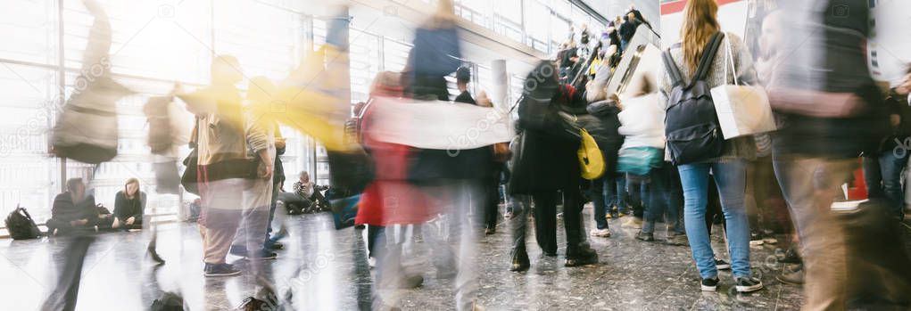 crowd of people in a Shopping mall