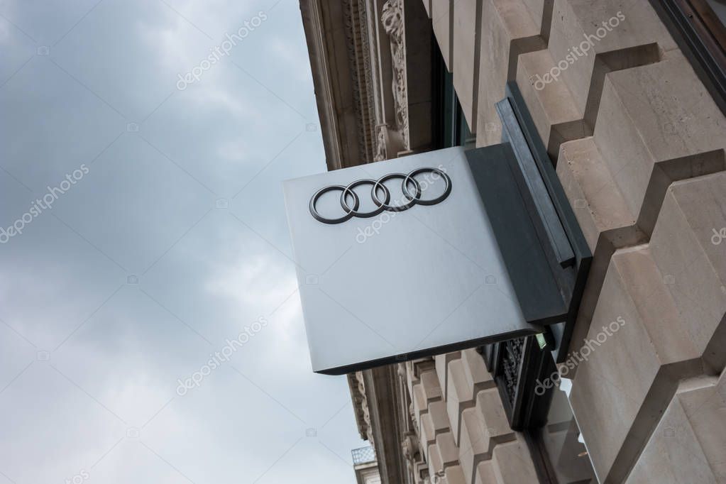 LONDON, UNITED KINGDOM MAY, 2017: Audi is a German automobile manufacturer that designs, engineers, produces, markets and distributes luxury automobiles.