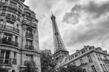 Paris eiffel tower siyah ve beyaz renklerde