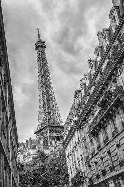 Eyfel Kulesi Paris, Fransa'da siyah ve beyaz renklerde