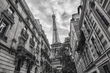Eyfel Kulesi, Paris, Fransa, siyah ve beyaz 【colore görünümünü