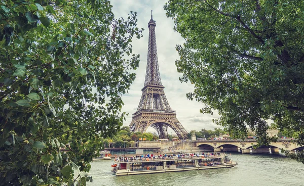 Seine in Paris with Eiffel tower at summer