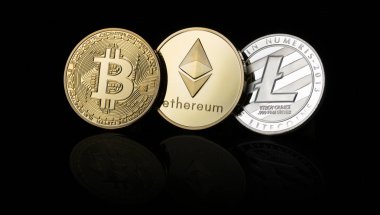 Bitcoin, Ethereum, Litecoin cryptocurrency, dijital para