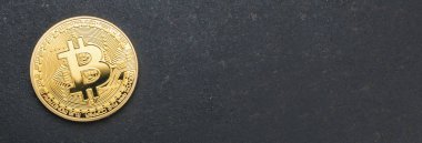 Altın bitcoin, banner boyut kopya alanı da dahil olmak üzere,