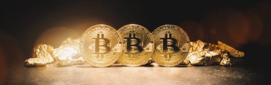 Con iş Bitcoin cryptocurrency ve altın nuggets - Höyük
