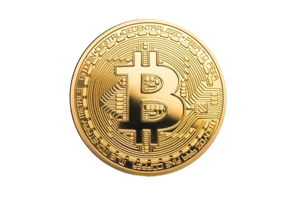 Physical bitcoin isolated on white background — Stock Photo, Image
