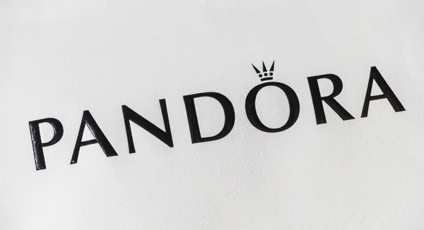 Logo of a Pandora on a bag — Stock Photo, Image
