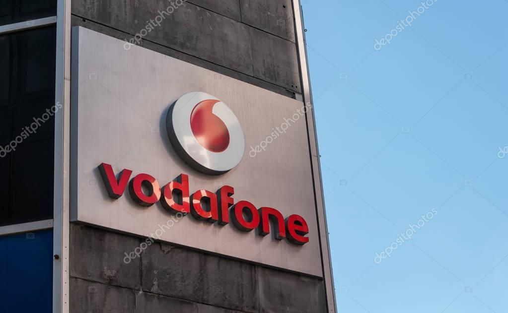 COLOGNE, GERMANY OCTOBER, 2017: Vodafone Group is a British telecommunications company headquartered in London and with its registered office in Newbury, Berkshire.