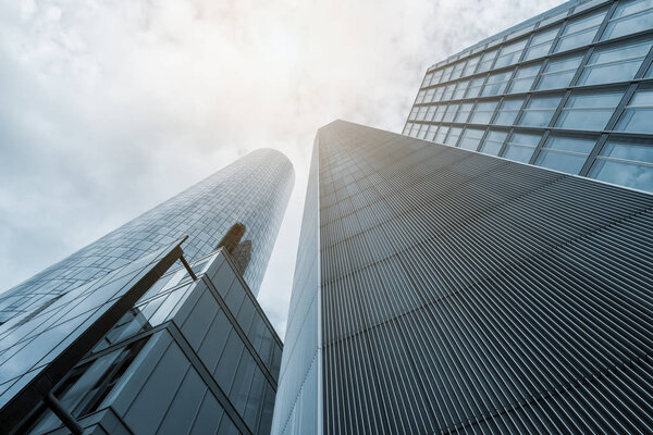 View to skyscrapers in a finance business district. ideal for websites and magazines layouts