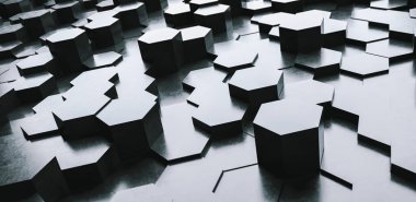 Arka fütüristik altıgen plan, 3d Photorealistic