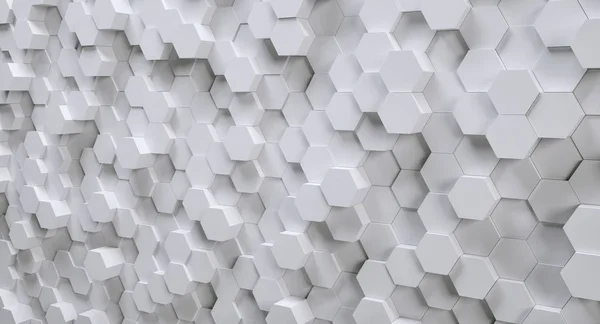 Futuristic white hexagonal background, 3D Photorealistic — Stock Photo, Image