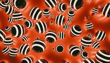 ışık efekti - fütüristik ile rasgele pozisyonda birçok turuncu Küre topları - 3d işleme arka plan